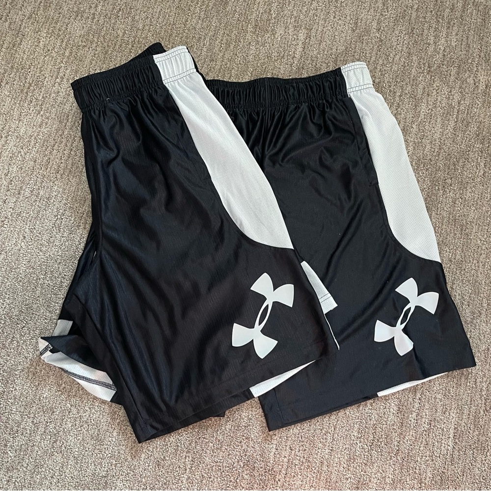 Lot of 2: Under Armour Black & White Basketball Shorts‎